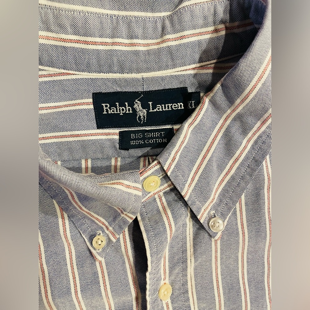 Ralph Lauren Big Shirt men’s long sleeve shirt, size XL, blue stripe